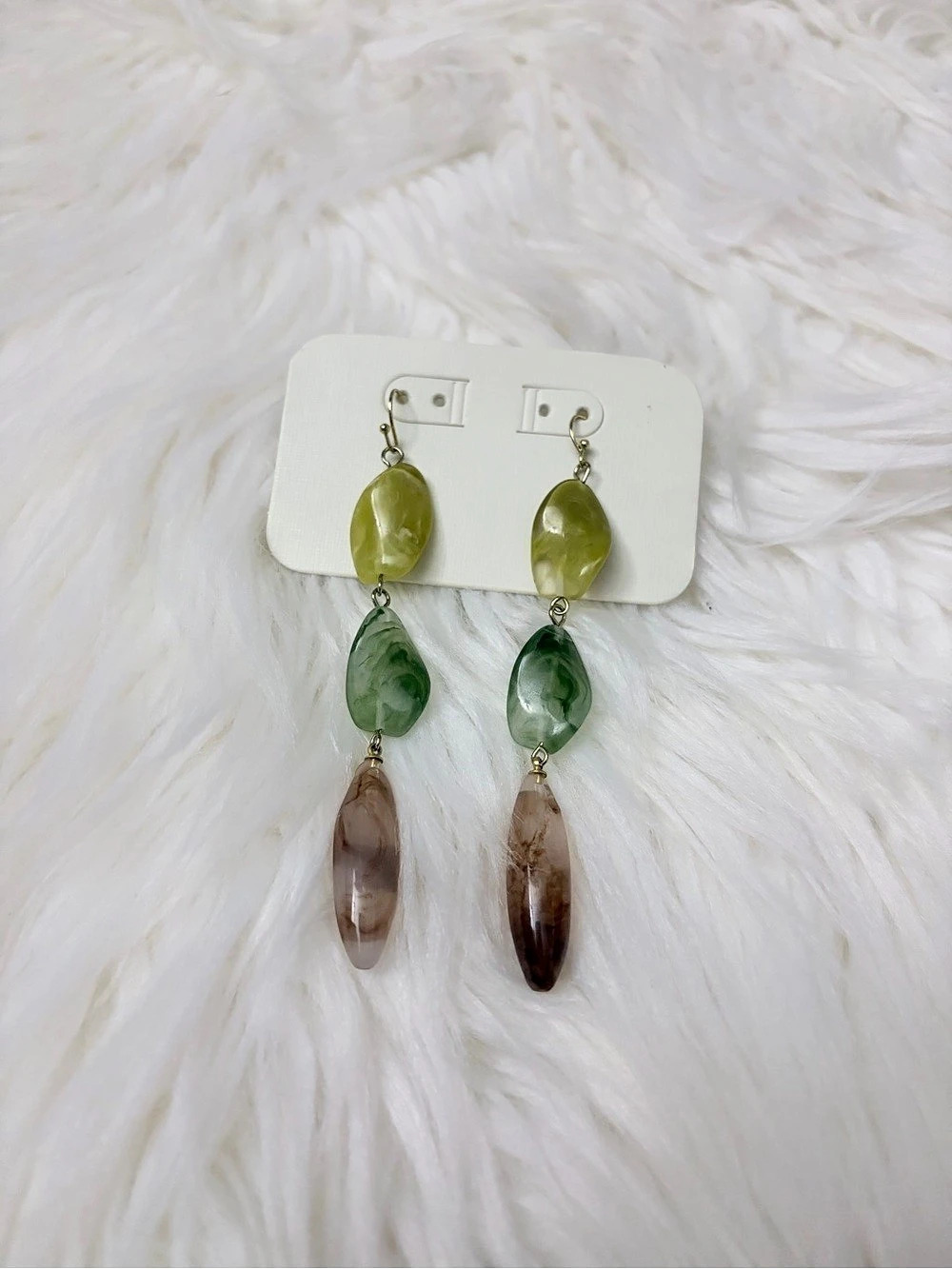 Green & Brown Dangle Earrings